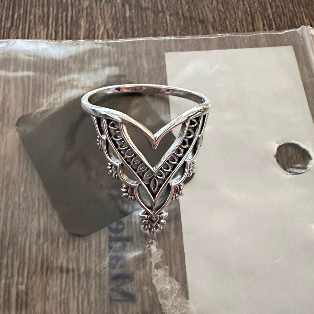 Brand New Sterling Silver Heart Lace Mandala Ring 925 Thailand Sizes 7,8,9 Boho